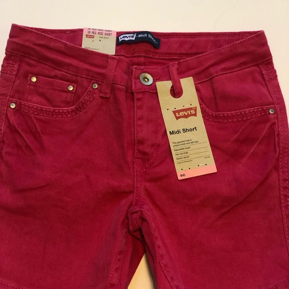 Levi’s Girls Denim Midi Short Fuchsia Adjustable Waist Size 10R - Picture 2 of 7